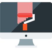 A hand utilizing a tool on a computer screen for Blitz Local SEO.