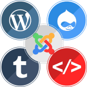 Website development using WordPress and Joomla, incorporating JQuery and CSS for enhanced functionality and design.